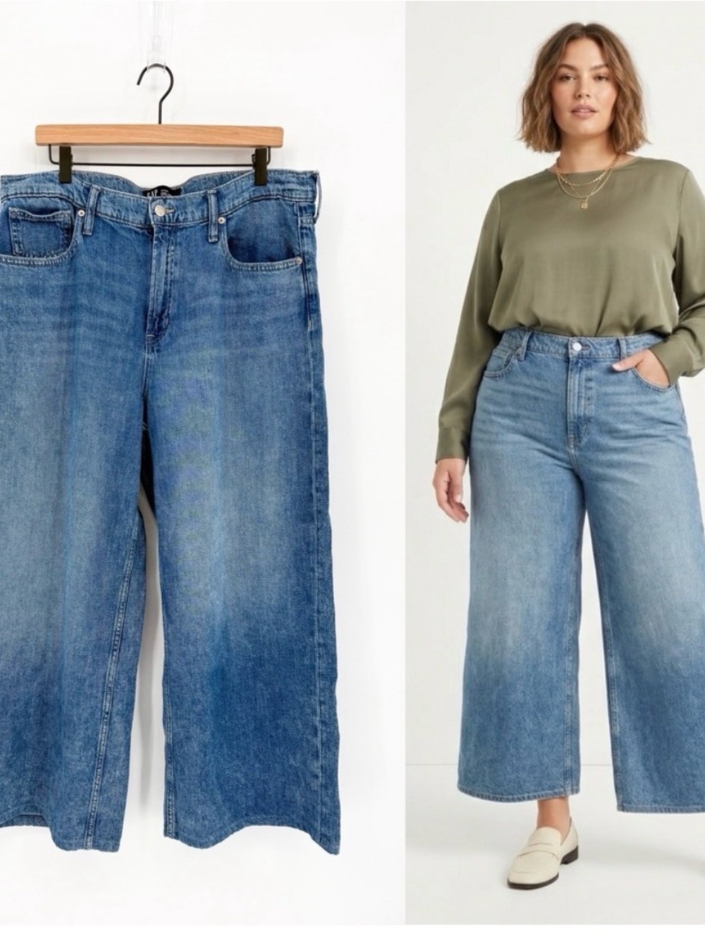 GAP Women's Wide-Leg Jeans in Light Blue Wash size 18